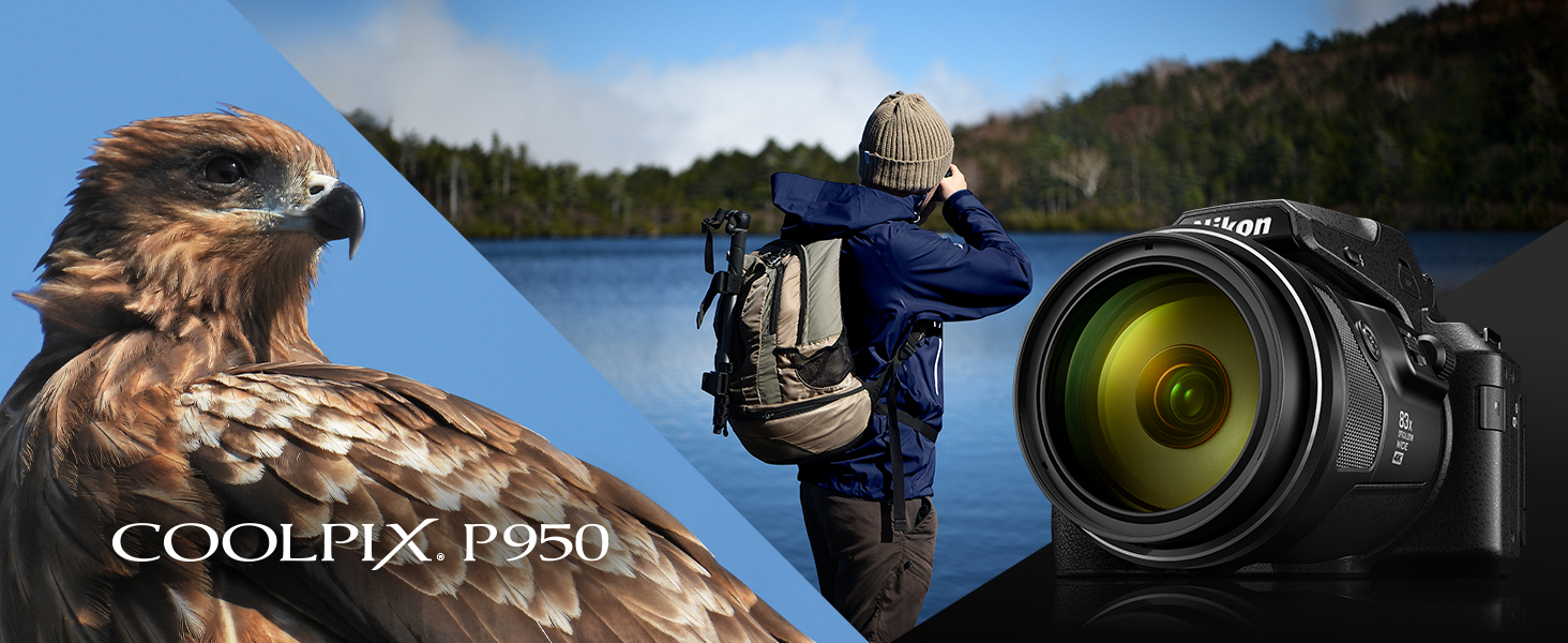 nikon coolpix p950 超變焦數位相機 | 83 倍光學變焦 帶影像穩定 16 mp 4k 超高清 視頻 wi fi 連接 raw 格式和旋轉 lcd 螢幕(黑色)