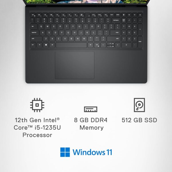 dell inspiron 3520 筆記型電腦 15.6 吋 fhd (1920 x 1080) 120hz 顯示器,intel core i5 1235u 處理器,8gb ddr4 ram,512gb ssd,wifi 5,windows 11 s 模式 碳黑色