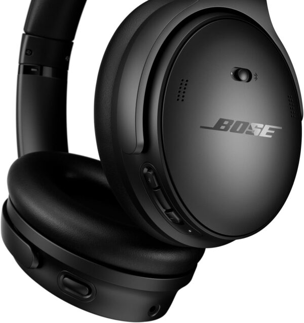 bose quietcomfort 藍牙耳機,附主動式耳罩式降噪和麥克風的無線耳機,深沉低音,播放時間長達 24 小時,黑色