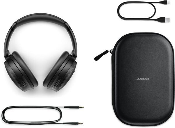 bose quietcomfort 藍牙耳機,附主動式耳罩式降噪和麥克風的無線耳機,深沉低音,播放時間長達 24 小時,黑色